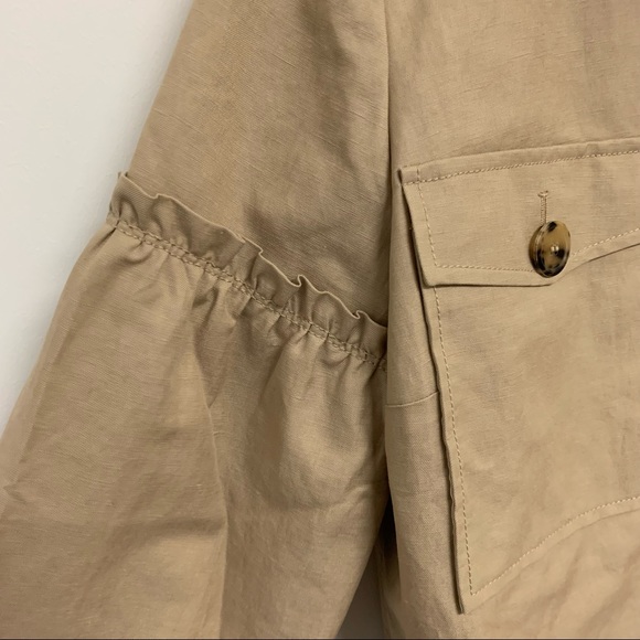 Lewit Tan Linen Blend Ruffle Jacket - Picture 6 of 15
